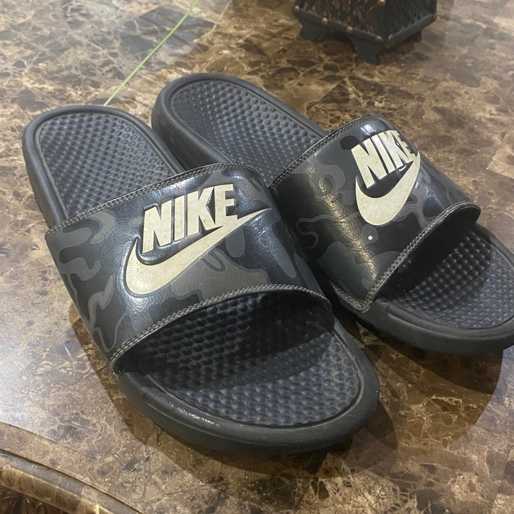 Nike Black Camo Slide Sandals